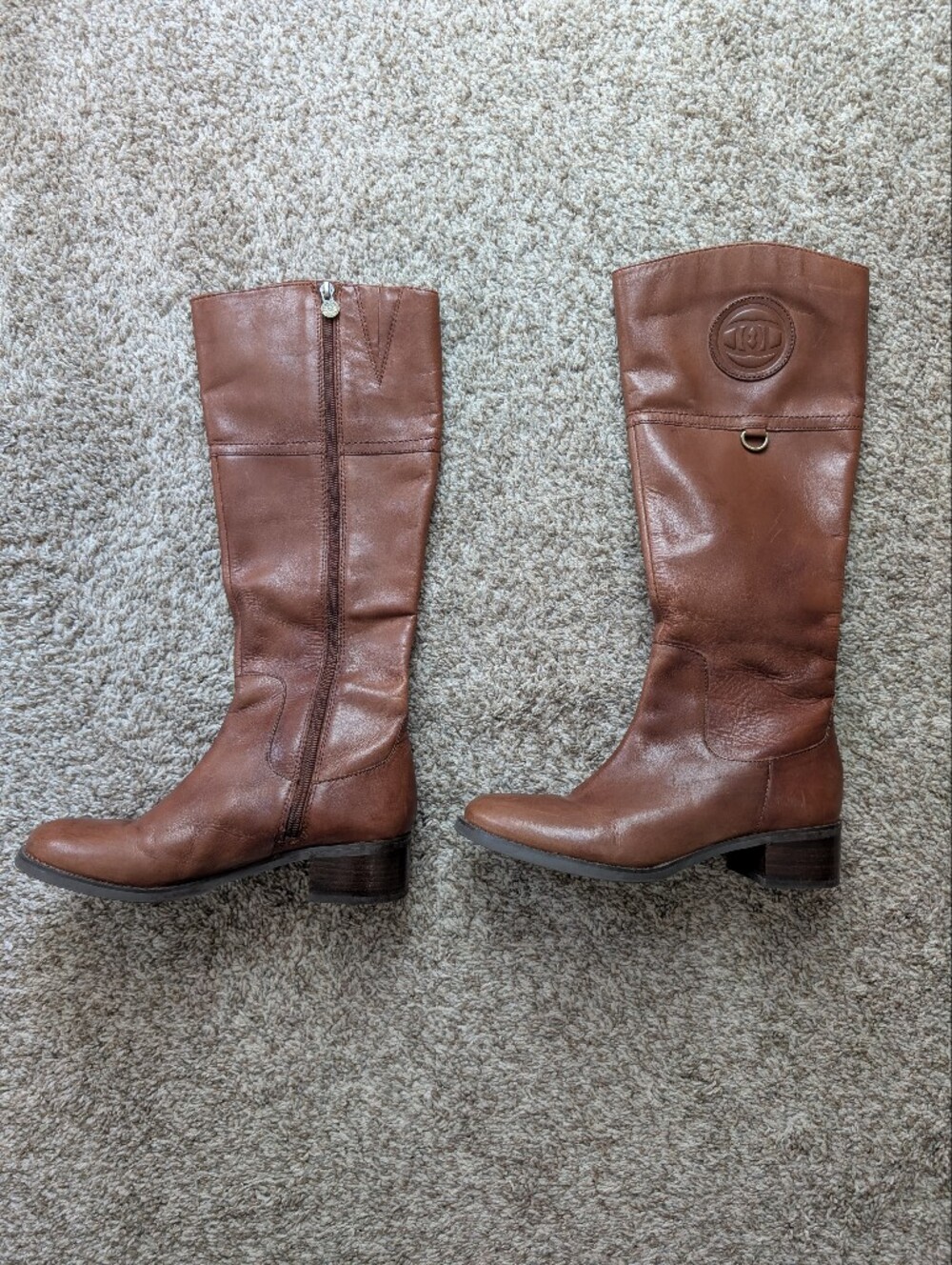 Etienne Aigner Classic Tall Leather Riding Boots - Brown Sz 7 Equestrian